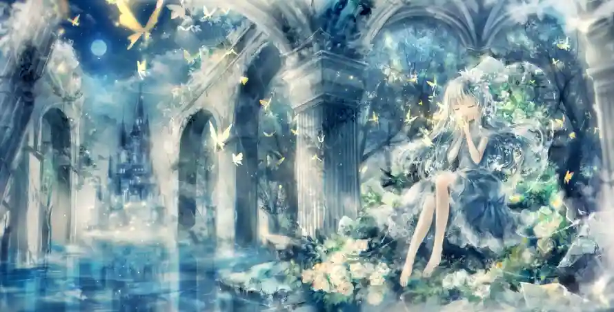 4k女孩壁纸 - 二次元 - 奇幻背景 - 幻夜城堡「哲风壁纸」
