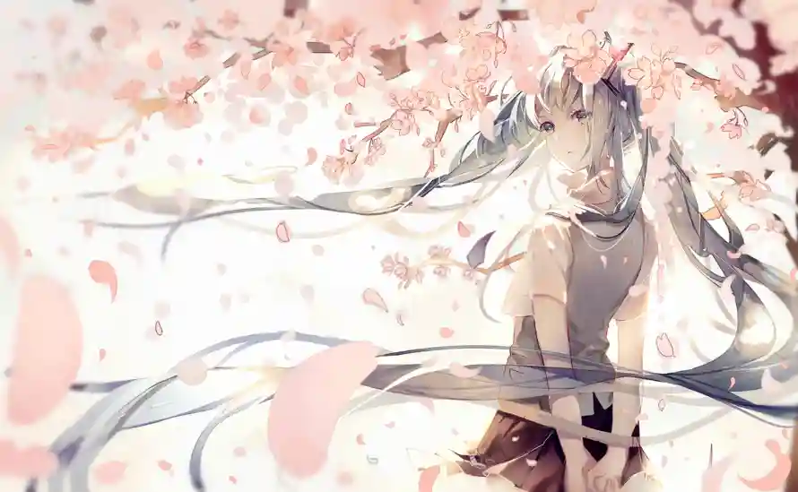4k初音壁纸 - 樱花 - 二次元 - 背景图「哲风壁纸」