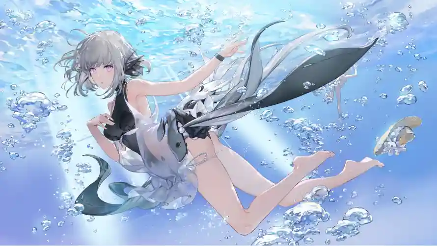 4k女孩壁纸 - 二次元 - 水元素 - 水下场景「哲风壁纸」