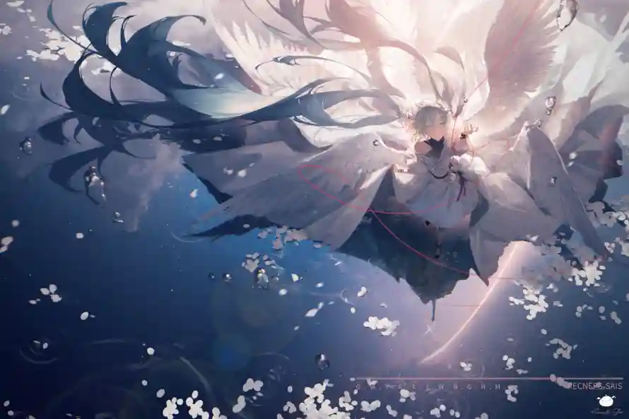 4k初音壁纸 - 羽翼 - 花瓣 - 二次元「哲风壁纸」