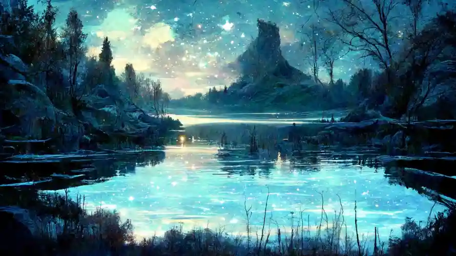 2k梦幻壁纸-夜景插画与风景-星空湖泊壁纸分享「哲风壁纸」