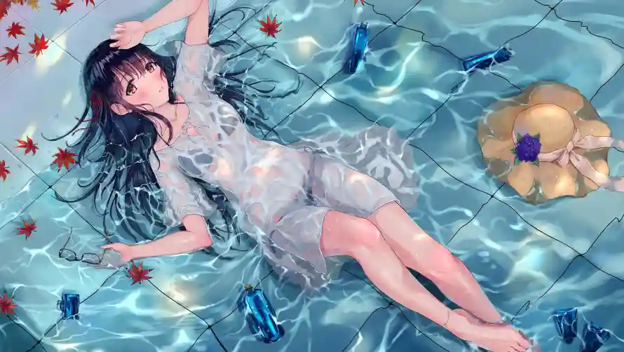 4k夏日壁纸 - 女孩 - 少女 - 水畔「哲风壁纸」