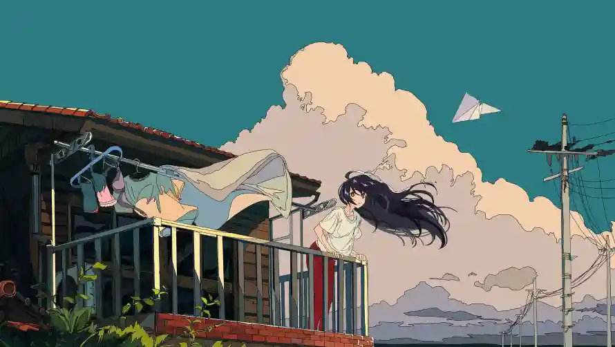 4k女孩壁纸 - 二次元 - 纸飞机 - 云端阳台「哲风壁纸」