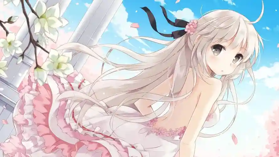 4k女孩壁纸 - 樱花 - 蓝天 - 二次元「哲风壁纸」