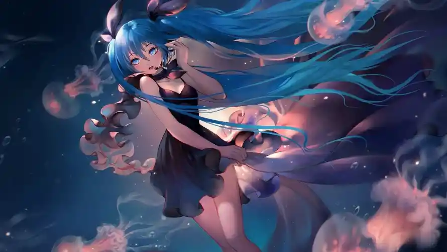 4k初音壁纸 - 二次元 - 动漫角色 - 蓝发少女「哲风壁纸」