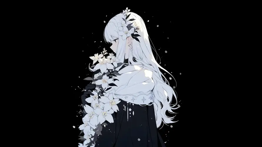 4k女孩壁纸 - 二次元 - 暗夜花卉 - 花卉元素「哲风壁纸」 4k女孩壁纸 - 二次元 - 暗夜花卉 - 花卉元素「哲风壁纸」