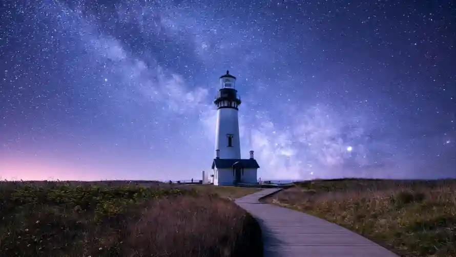 4k夜景壁纸 - 星空 - 栈道 - 海边「哲风壁纸」
