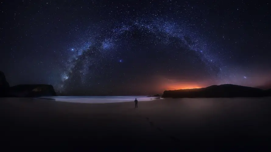 4k自然壁纸 - 艺术 - 夜晚沙滩 - 星空夜景「哲风壁纸」