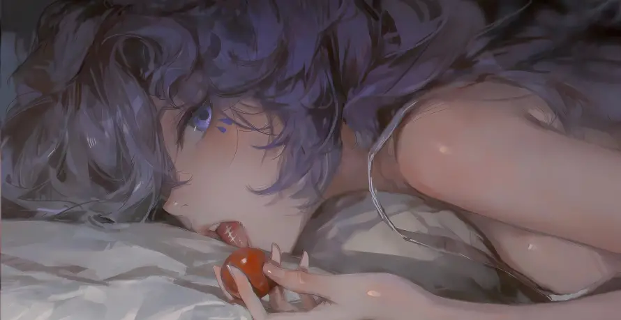 4k少女壁纸 - 二次元 - 少女插画 - 慵懒侧卧「哲风壁纸」