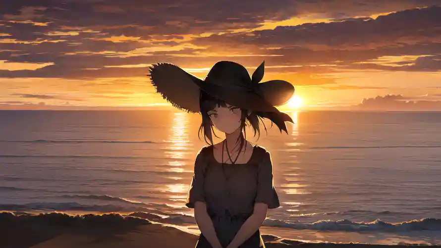 4k夕阳壁纸 - 女孩 - 少女 - 暮色「哲风壁纸」
