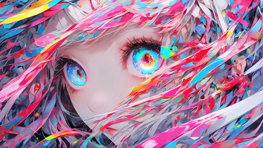 4k动漫壁纸 - 眼睛 - 幻彩眼睛 - 彩色线条「哲风壁纸」