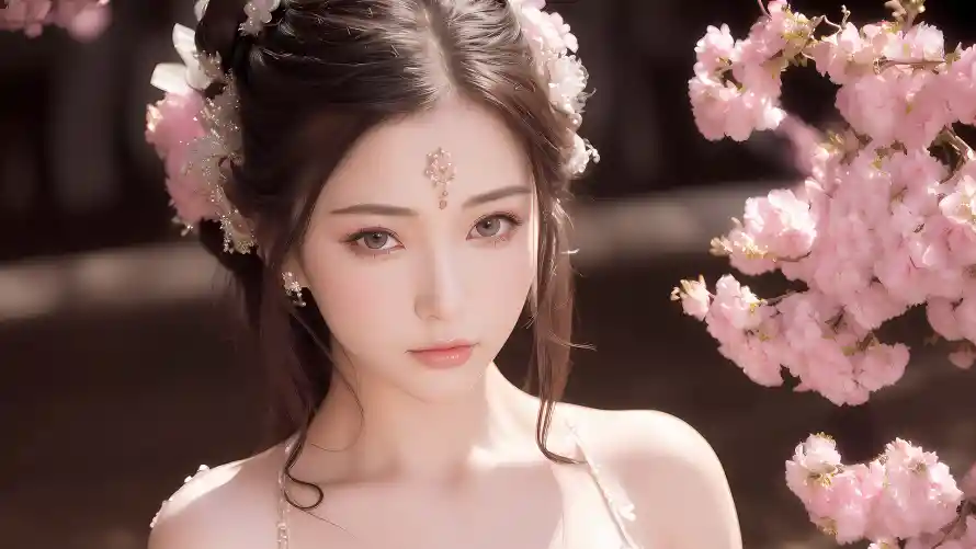 4k精致壁纸 - 美女 - 古风美女 - 春日花卉「哲风壁纸」