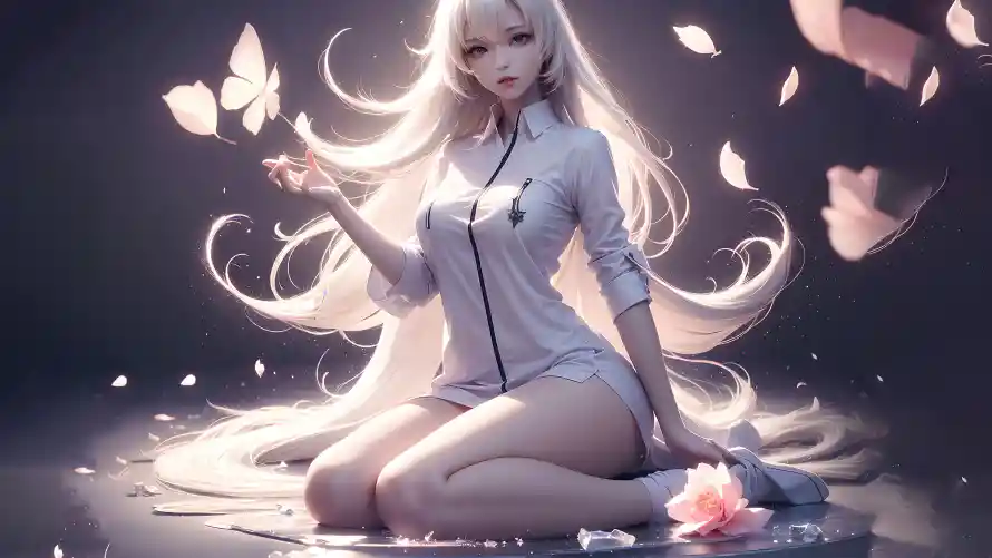4k少女壁纸 - 银发 - 光影特效 - 少女坐姿「哲风壁纸」 4k少女壁纸 - 银发 - 光影特效 - 少女坐姿「哲风壁纸」