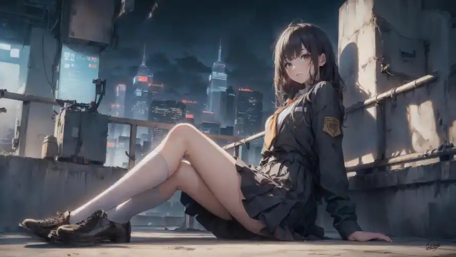 4k长腿壁纸 - 二次元 - 长腿少女 - 二次元美少女「哲风壁纸」