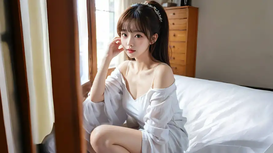 4k可爱壁纸 - 清纯 - 卧室场景 - 可爱女生「哲风壁纸」