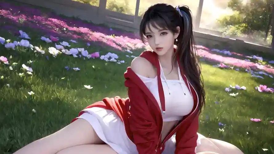 4k少女壁纸 - 清纯 - 红衣 - 花海「哲风壁纸」