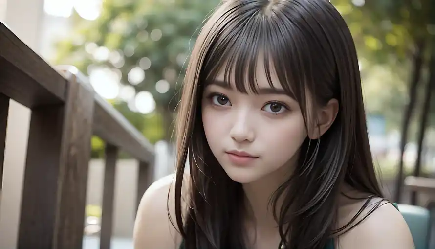 4k清纯壁纸 - 素颜 - 木栏杆 - 少女写真「哲风壁纸」