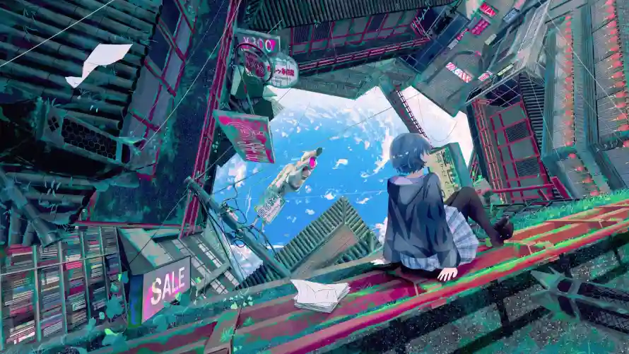 4k女孩壁纸 - 二次元 - 宇宙背景 - 少女插画「哲风壁纸」