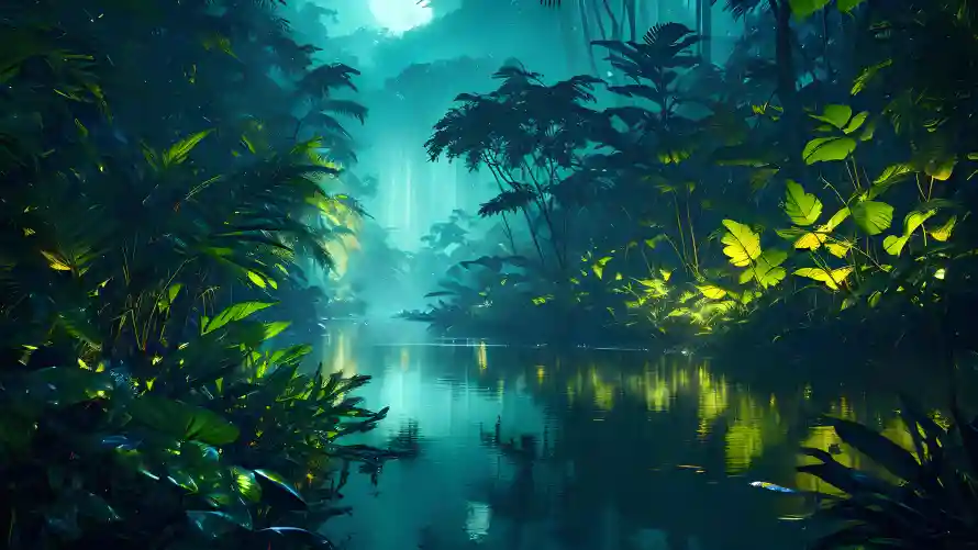 4kAI壁纸 - 光影 - 植物 - 河流「哲风壁纸」