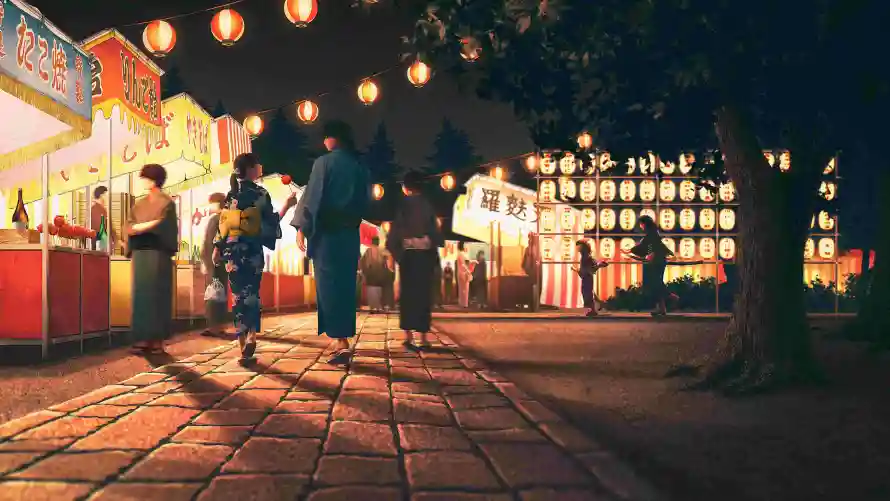 4k和服壁纸 - 夜景 - 夏夜祭 - 人物漫步「哲风壁纸」 4k和服壁纸 - 夜景 - 夏夜祭 - 人物漫步「哲风壁纸」
