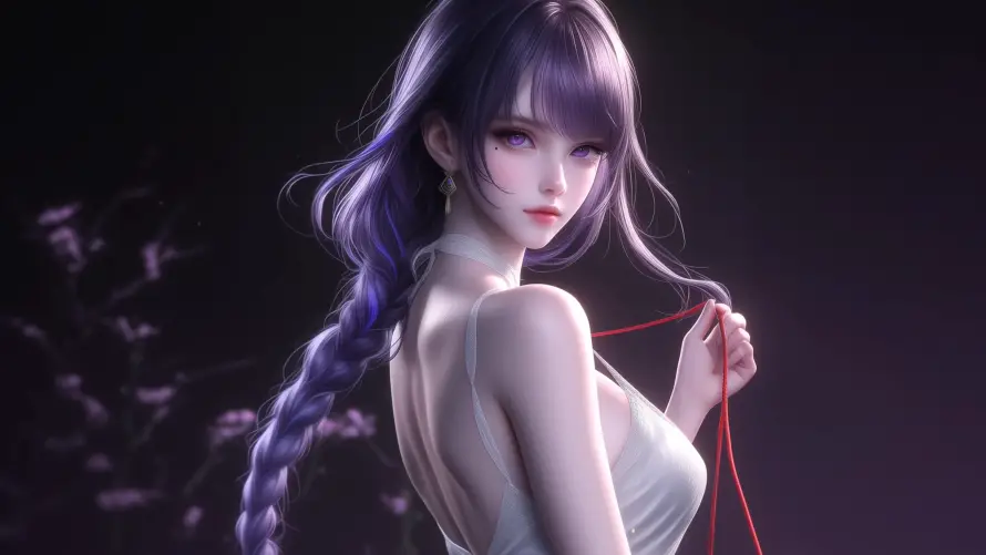 4k紫发壁纸 - 美女 - 命运红线 - 暗夜氛围「哲风壁纸」