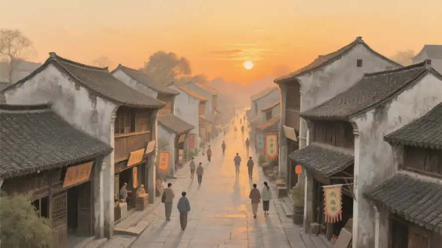 4k中式古巷壁纸 - 传统街巷 - 古代街道 - 古建黄昏「哲风壁纸」