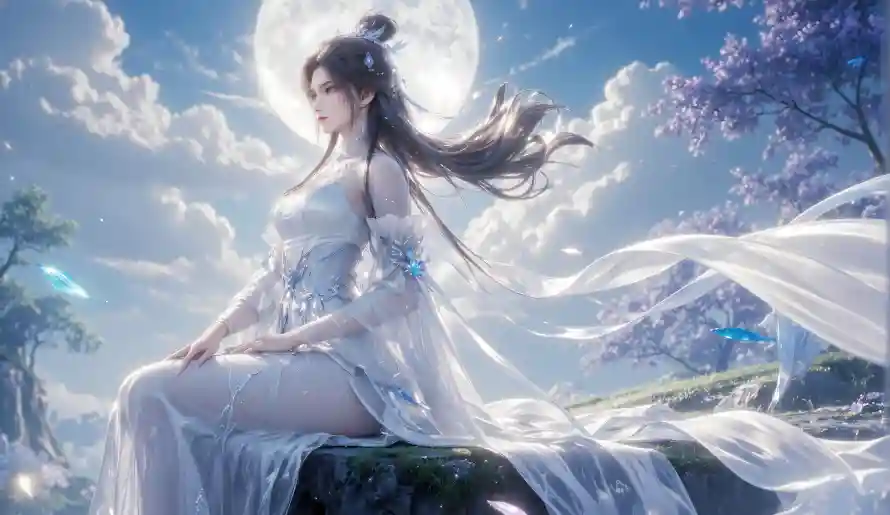 4k云雾壁纸 - 国漫 - 月亮 - 花海「哲风壁纸」