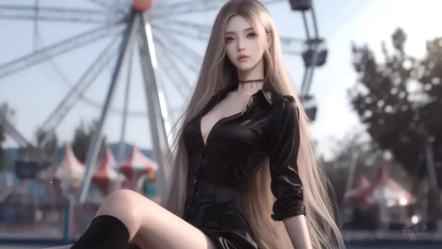 4k性感壁纸-摩天轮和美女-性感美女免费下载「哲风壁纸」
