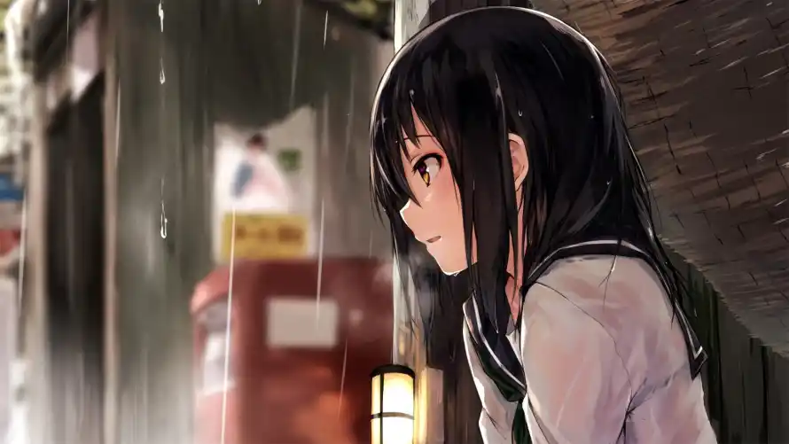 4k女孩壁纸 - 街道 - 雨中 - 二次元「哲风壁纸」