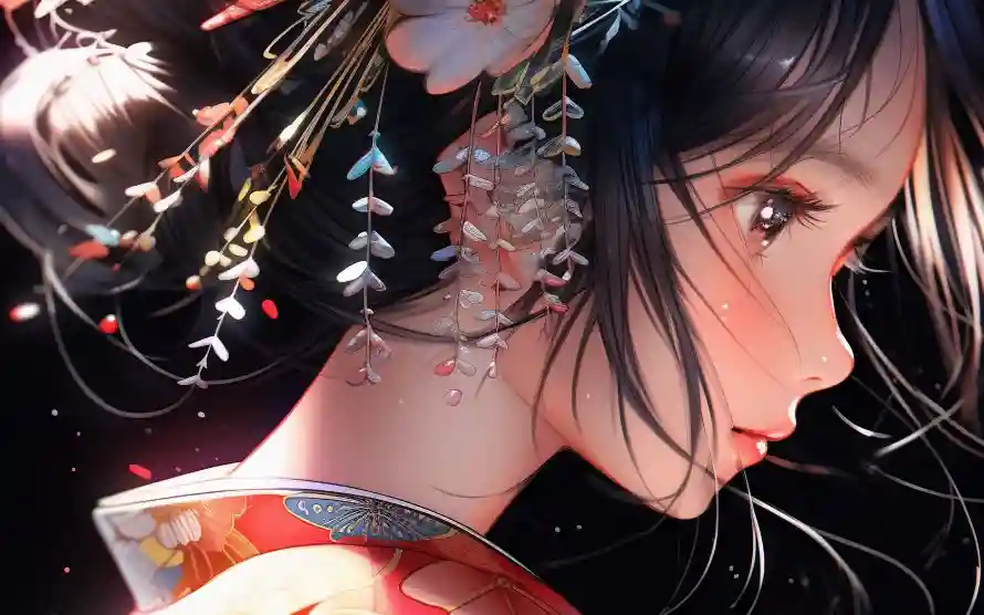 4kAI壁纸 - 二次元 - Ai插画 - 和服少女「哲风壁纸」