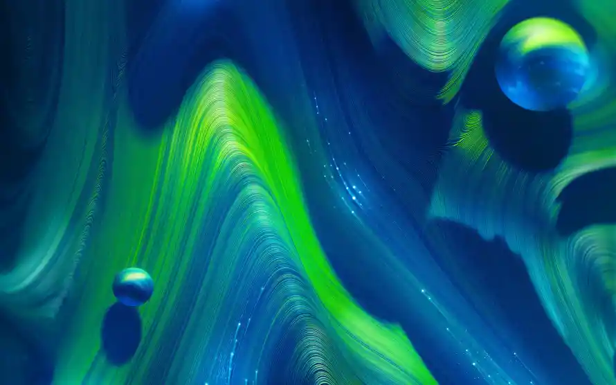4k波纹壁纸 - 蓝绿色 - 宇宙元素 - 抽象背景「哲风壁纸」
