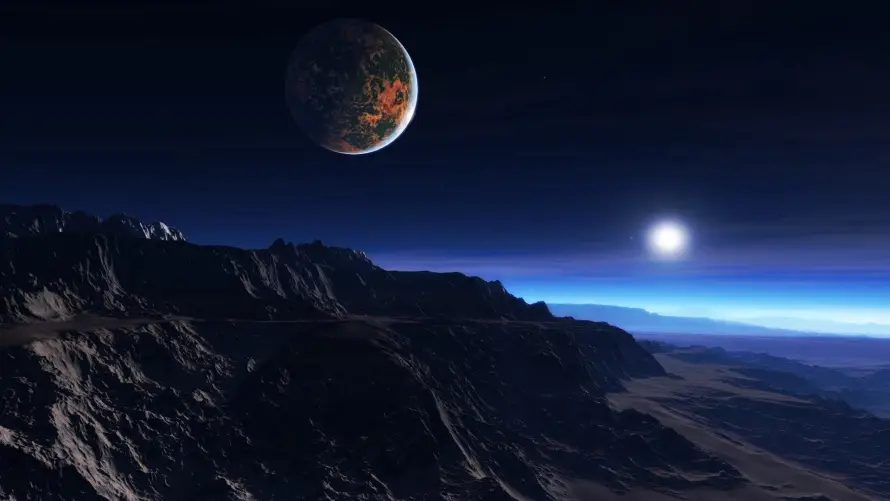 4k自然壁纸 - 风景 - 外星景观 - 宇宙山脉「哲风壁纸」