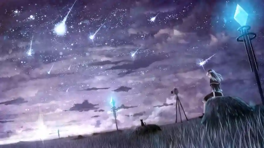 4k场景壁纸 - 岩石 - 星空 - 流星「哲风壁纸」
