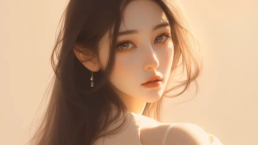 4k侧脸壁纸 - 光影 - 回眸 - 少女「哲风壁纸」