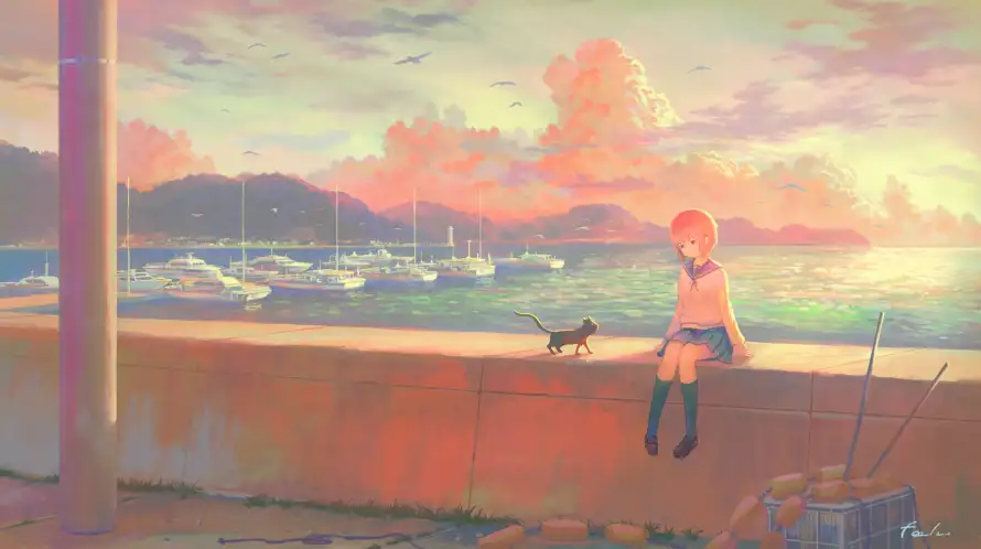 4k女孩壁纸 - 二次元 - 少女与猫 - 日系插画「哲风壁纸」 4k女孩壁纸 - 二次元 - 少女与猫 - 日系插画「哲风壁纸」