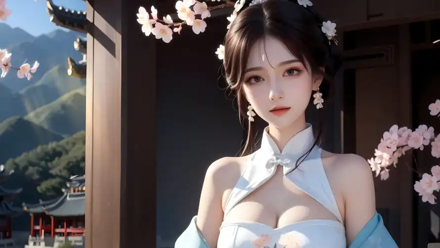 4k古风壁纸 - 国风 - 旗袍 - 樱花「哲风壁纸」
