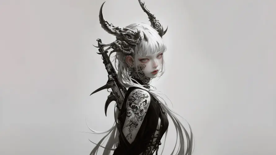 4k少女壁纸-个性背景壁纸和纹身-暗黑风格壁纸分享「哲风壁纸」