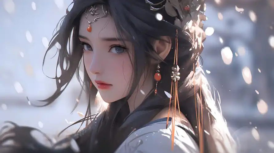 4k动漫壁纸 - 美女 - 冷色调 - 东方幻想「哲风壁纸」