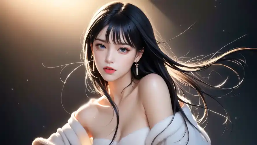 4k光影壁纸 - 美女 - 氛围感 - 长发美女「哲风壁纸」