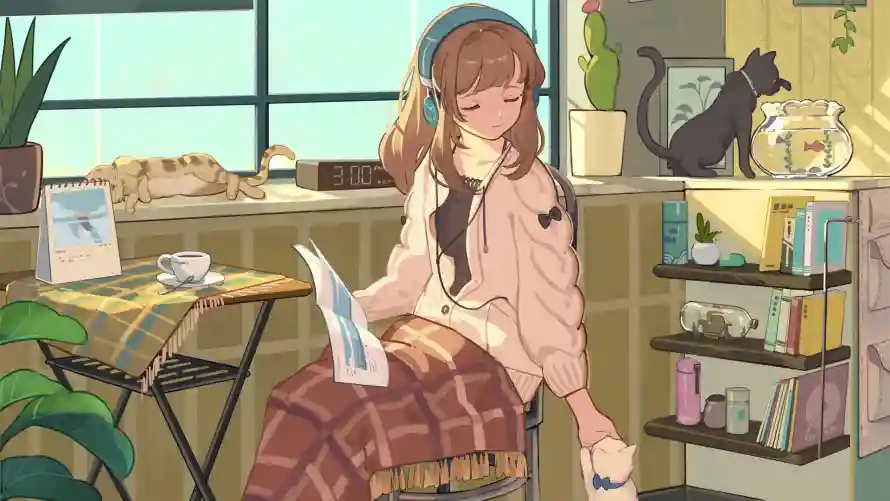 4k女孩壁纸 - 二次元 - 治愈系 - 室内插画「哲风壁纸」