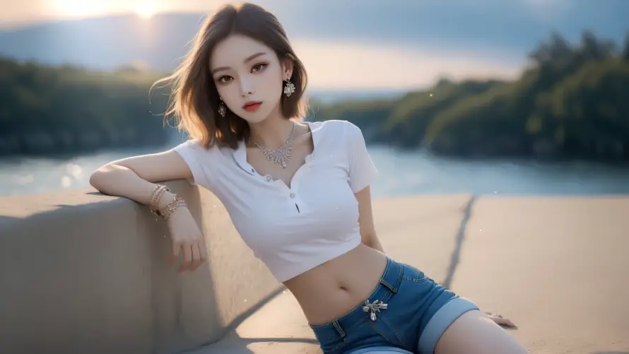 4k夏日壁纸 - 夕阳 - 少女 - 户外「哲风壁纸」