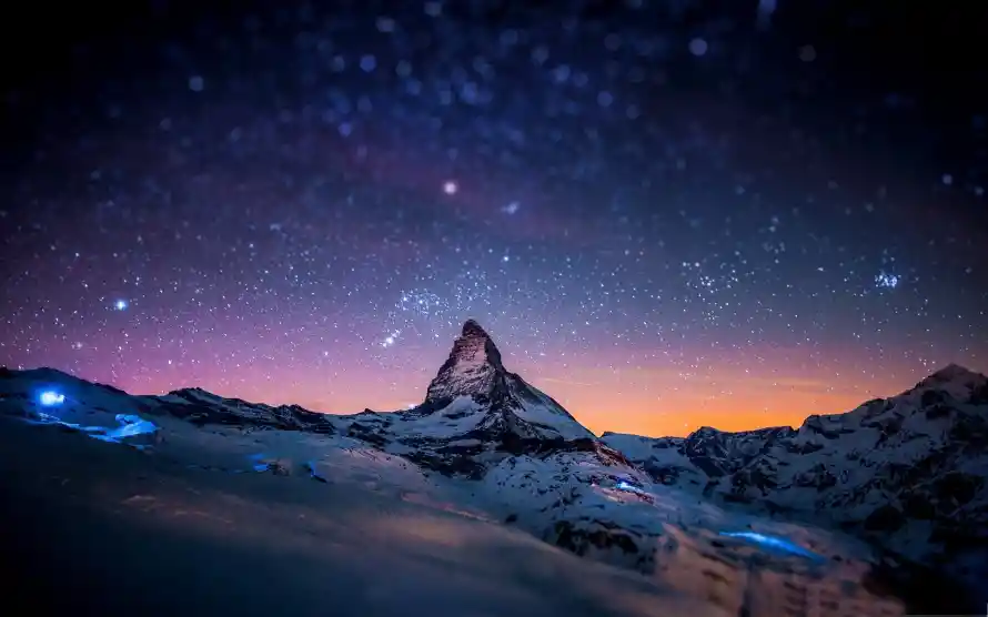 4k夜空壁纸 - 山顶 - 繁星 - 雪山「哲风壁纸」