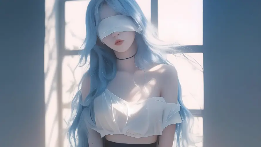 4k美女壁纸 - 蒙眼 - 个性美女 - 光影效果「哲风壁纸」