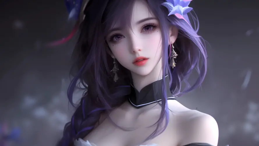 4k紫发壁纸 - 美女 - 唯美角色 - 少女壁纸「哲风壁纸」