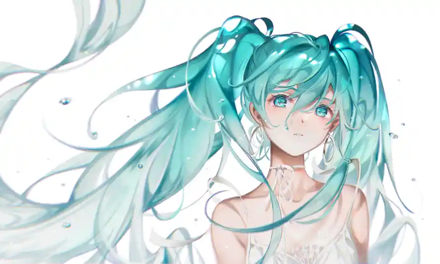 4k初音壁纸 - 蓝发 - 二次元 - 双马尾「哲风壁纸」
