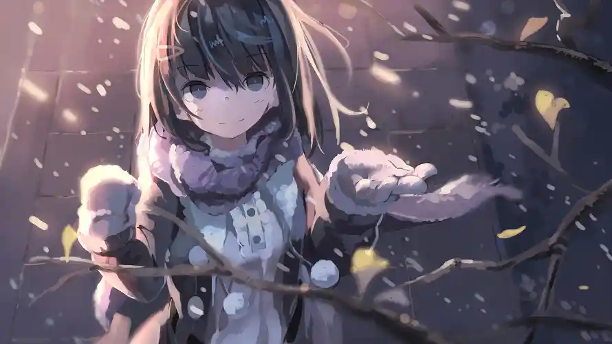 4k女孩壁纸 - 二次元 - 冬季雪景 - 动漫插画「哲风壁纸」