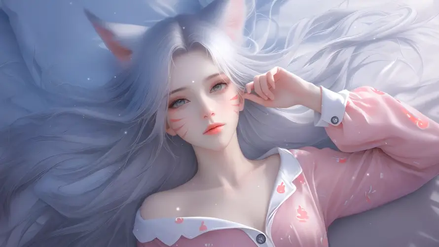 2k狐耳壁纸-拟人化和美女-梦幻风格壁纸分享「哲风壁纸」