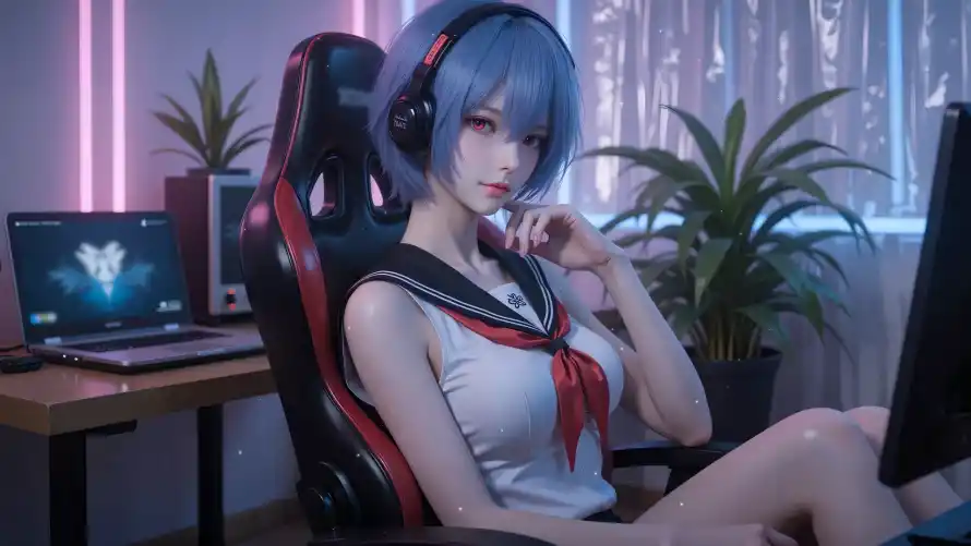 4k少女壁纸 - 电竞 - 电竞椅 - 少女插画「哲风壁纸」