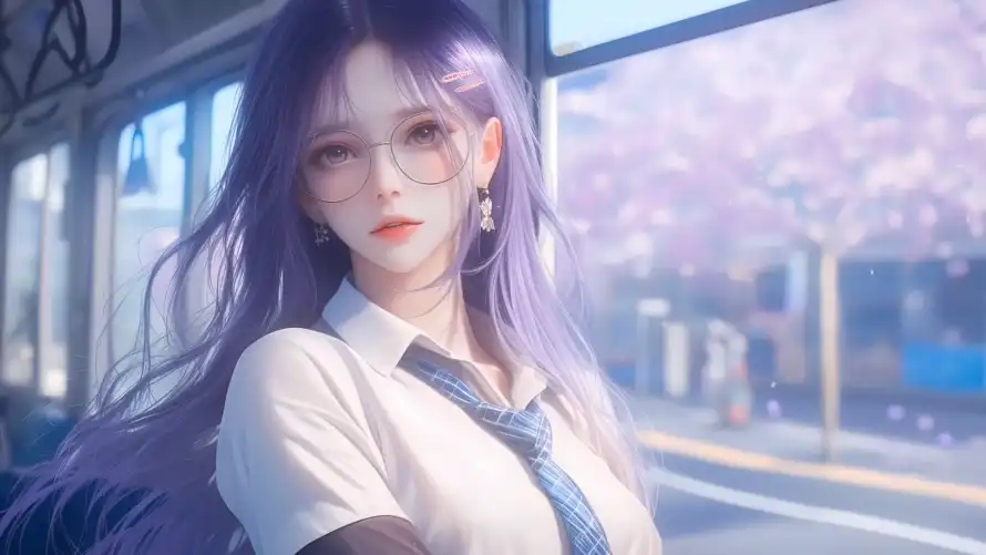 4k公车壁纸 - 动漫 - 少女 - 窗边「哲风壁纸」