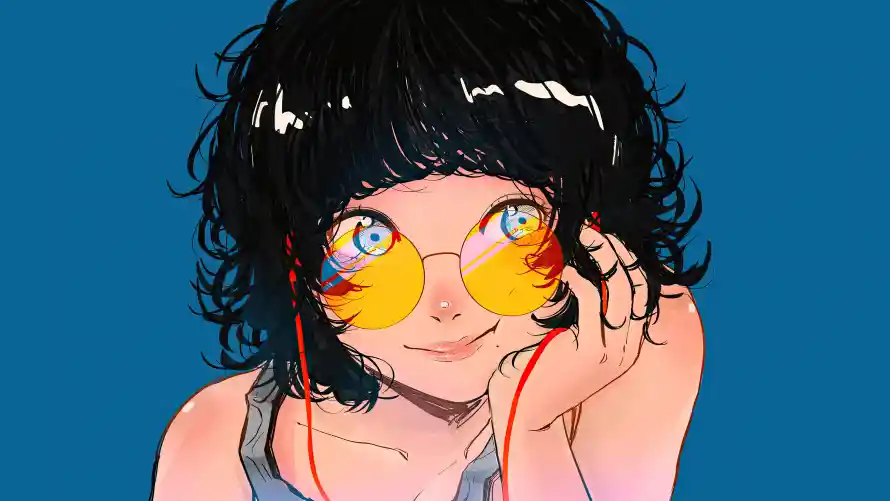 4k少女壁纸 - 眼镜 - 个性插画 - 动漫少女「哲风壁纸」